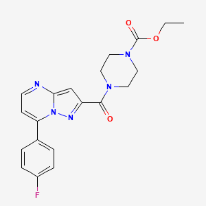 molecular formula C20H20FN5O3 B10943229 Ethyl 4-{[7-(4-fluorophenyl)pyrazolo[1,5-a]pyrimidin-2-yl]carbonyl}piperazine-1-carboxylate 