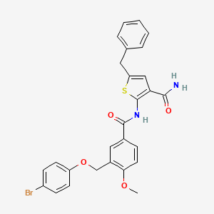 5-Benzyl-2-[({3-[(4-bromophenoxy)methyl]-4-methoxyphenyl}carbonyl)amino]thiophene-3-carboxamide