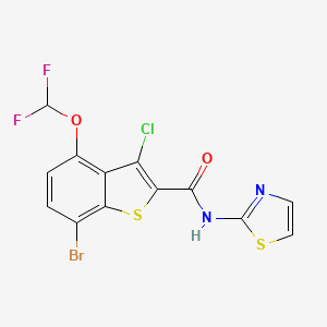 molecular formula C13H6BrClF2N2O2S2 B10943246 7-bromo-3-chloro-4-(difluoromethoxy)-N-(1,3-thiazol-2-yl)-1-benzothiophene-2-carboxamide 