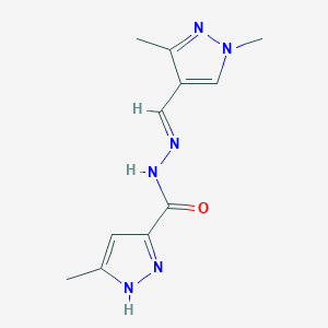 molecular formula C11H14N6O B10943260 N'-[(E)-(1,3-dimethyl-1H-pyrazol-4-yl)methylidene]-5-methyl-1H-pyrazole-3-carbohydrazide 