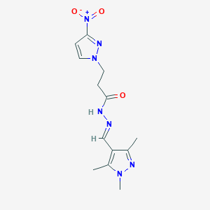 3-(3-nitro-1H-pyrazol-1-yl)-N'-[(E)-(1,3,5-trimethyl-1H-pyrazol-4-yl)methylidene]propanehydrazide