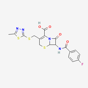 7-{[(4-Fluorophenyl)carbonyl]amino}-3-{[(5-methyl-1,3,4-thiadiazol-2-yl)sulfanyl]methyl}-8-oxo-5-thia-1-azabicyclo[4.2.0]oct-2-ene-2-carboxylic acid