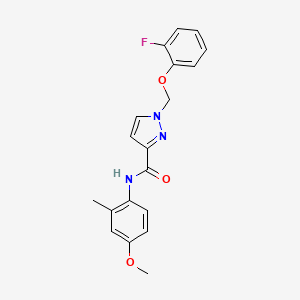 molecular formula C19H18FN3O3 B10943431 1-[(2-fluorophenoxy)methyl]-N-(4-methoxy-2-methylphenyl)-1H-pyrazole-3-carboxamide 