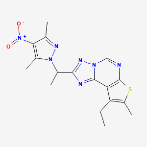 2-[1-(3,5-dimethyl-4-nitro-1H-pyrazol-1-yl)ethyl]-9-ethyl-8-methylthieno[3,2-e][1,2,4]triazolo[1,5-c]pyrimidine