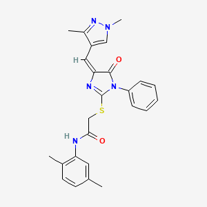 molecular formula C25H25N5O2S B10943493 N-(2,5-dimethylphenyl)-2-({(4E)-4-[(1,3-dimethyl-1H-pyrazol-4-yl)methylidene]-5-oxo-1-phenyl-4,5-dihydro-1H-imidazol-2-yl}sulfanyl)acetamide 