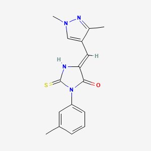 molecular formula C16H16N4OS B10943496 (5Z)-5-[(1,3-dimethyl-1H-pyrazol-4-yl)methylidene]-3-(3-methylphenyl)-2-thioxoimidazolidin-4-one 