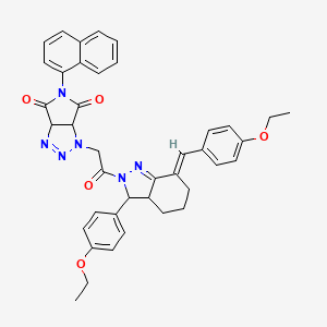 molecular formula C40H38N6O5 B10943517 1-{2-[(7E)-7-(4-ethoxybenzylidene)-3-(4-ethoxyphenyl)-3,3a,4,5,6,7-hexahydro-2H-indazol-2-yl]-2-oxoethyl}-5-(naphthalen-1-yl)-3a,6a-dihydropyrrolo[3,4-d][1,2,3]triazole-4,6(1H,5H)-dione 