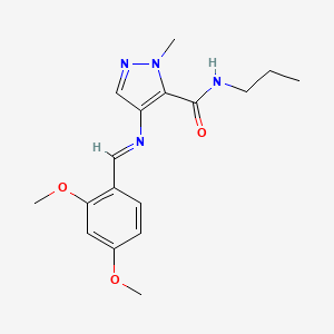 molecular formula C17H22N4O3 B10943522 4-{[(E)-(2,4-dimethoxyphenyl)methylidene]amino}-1-methyl-N-propyl-1H-pyrazole-5-carboxamide 