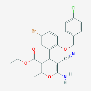 molecular formula C23H20BrClN2O4 B10943545 ethyl 6-amino-4-{5-bromo-2-[(4-chlorobenzyl)oxy]phenyl}-5-cyano-2-methyl-4H-pyran-3-carboxylate 