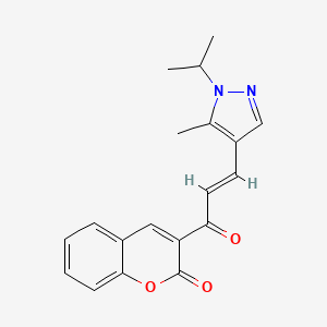 molecular formula C19H18N2O3 B10943551 3-{(2E)-3-[5-methyl-1-(propan-2-yl)-1H-pyrazol-4-yl]prop-2-enoyl}-2H-chromen-2-one 