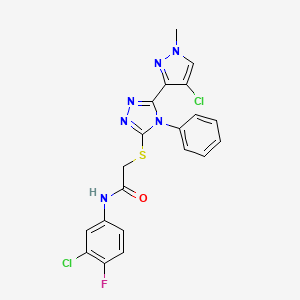 N-(3-chloro-4-fluorophenyl)-2-{[5-(4-chloro-1-methyl-1H-pyrazol-3-yl)-4-phenyl-4H-1,2,4-triazol-3-yl]sulfanyl}acetamide