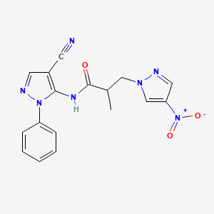 N-(4-cyano-1-phenyl-1H-pyrazol-5-yl)-2-methyl-3-(4-nitro-1H-pyrazol-1-yl)propanamide