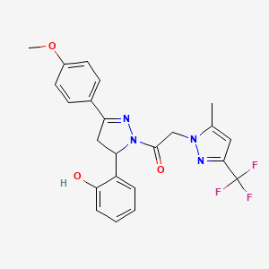 1-[5-(2-hydroxyphenyl)-3-(4-methoxyphenyl)-4,5-dihydro-1H-pyrazol-1-yl]-2-[5-methyl-3-(trifluoromethyl)-1H-pyrazol-1-yl]ethanone