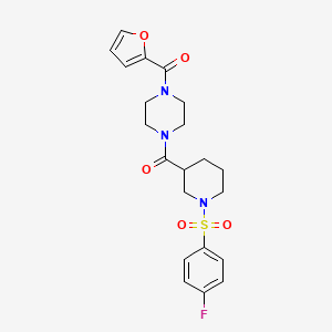 molecular formula C21H24FN3O5S B10943590 {1-[(4-Fluorophenyl)sulfonyl]piperidin-3-yl}[4-(furan-2-ylcarbonyl)piperazin-1-yl]methanone 