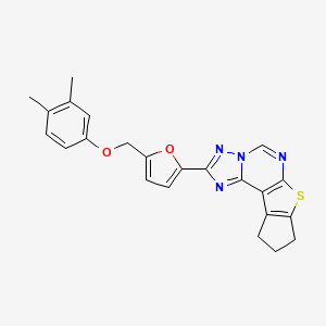 molecular formula C23H20N4O2S B10943611 2-{5-[(3,4-dimethylphenoxy)methyl]furan-2-yl}-9,10-dihydro-8H-cyclopenta[4,5]thieno[3,2-e][1,2,4]triazolo[1,5-c]pyrimidine 