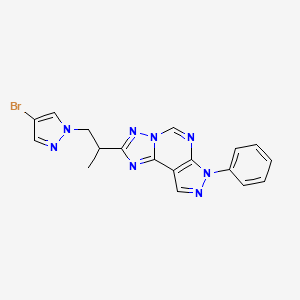 molecular formula C18H15BrN8 B10943613 2-[1-(4-bromo-1H-pyrazol-1-yl)propan-2-yl]-7-phenyl-7H-pyrazolo[4,3-e][1,2,4]triazolo[1,5-c]pyrimidine 