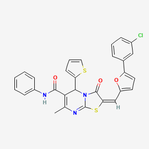 (2E)-2-{[5-(3-chlorophenyl)furan-2-yl]methylidene}-7-methyl-3-oxo-N-phenyl-5-(thiophen-2-yl)-2,3-dihydro-5H-[1,3]thiazolo[3,2-a]pyrimidine-6-carboxamide