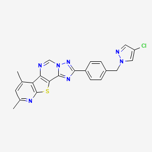 4-[4-[(4-chloropyrazol-1-yl)methyl]phenyl]-11,13-dimethyl-16-thia-3,5,6,8,14-pentazatetracyclo[7.7.0.02,6.010,15]hexadeca-1(9),2,4,7,10(15),11,13-heptaene