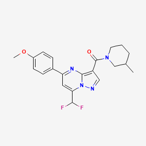 molecular formula C21H22F2N4O2 B10943666 [7-(Difluoromethyl)-5-(4-methoxyphenyl)pyrazolo[1,5-a]pyrimidin-3-yl](3-methylpiperidin-1-yl)methanone 