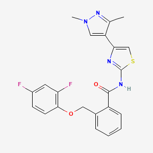 molecular formula C22H18F2N4O2S B10943688 2-[(2,4-difluorophenoxy)methyl]-N-[4-(1,3-dimethyl-1H-pyrazol-4-yl)-1,3-thiazol-2-yl]benzamide 