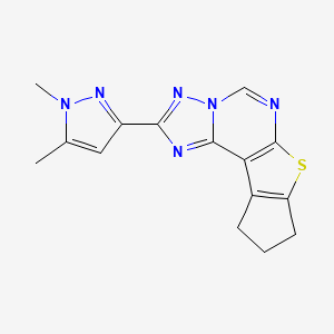 molecular formula C15H14N6S B10943703 2-(1,5-dimethyl-1H-pyrazol-3-yl)-9,10-dihydro-8H-cyclopenta[4,5]thieno[3,2-e][1,2,4]triazolo[1,5-c]pyrimidine 