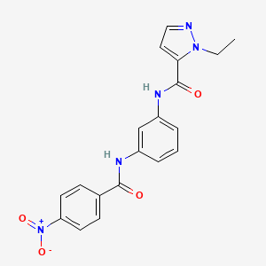 molecular formula C19H17N5O4 B10943716 1-ethyl-N-(3-{[(4-nitrophenyl)carbonyl]amino}phenyl)-1H-pyrazole-5-carboxamide 