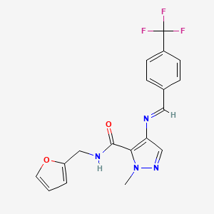 N-(furan-2-ylmethyl)-1-methyl-4-({(Z)-[4-(trifluoromethyl)phenyl]methylidene}amino)-1H-pyrazole-5-carboxamide