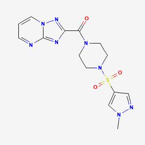 molecular formula C14H16N8O3S B10943772 {4-[(1-methyl-1H-pyrazol-4-yl)sulfonyl]piperazin-1-yl}([1,2,4]triazolo[1,5-a]pyrimidin-2-yl)methanone 