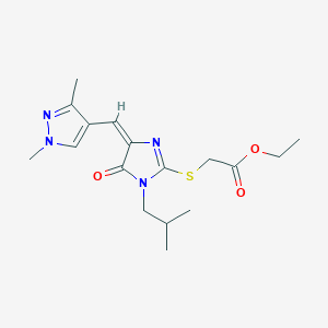 molecular formula C17H24N4O3S B10943778 ethyl {[(4E)-4-[(1,3-dimethyl-1H-pyrazol-4-yl)methylidene]-1-(2-methylpropyl)-5-oxo-4,5-dihydro-1H-imidazol-2-yl]sulfanyl}acetate 