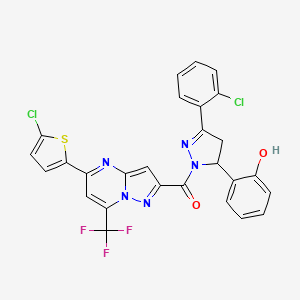 [3-(2-chlorophenyl)-5-(2-hydroxyphenyl)-4,5-dihydro-1H-pyrazol-1-yl][5-(5-chlorothiophen-2-yl)-7-(trifluoromethyl)pyrazolo[1,5-a]pyrimidin-2-yl]methanone