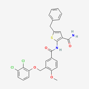 molecular formula C27H22Cl2N2O4S B10943796 5-Benzyl-2-[({3-[(2,3-dichlorophenoxy)methyl]-4-methoxyphenyl}carbonyl)amino]thiophene-3-carboxamide CAS No. 827588-35-2