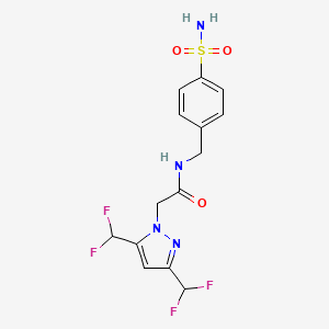 molecular formula C14H14F4N4O3S B10943797 2-[3,5-bis(difluoromethyl)-1H-pyrazol-1-yl]-N-(4-sulfamoylbenzyl)acetamide 