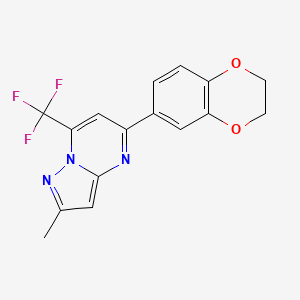 molecular formula C16H12F3N3O2 B10943818 5-(2,3-Dihydro-1,4-benzodioxin-6-yl)-2-methyl-7-(trifluoromethyl)pyrazolo[1,5-a]pyrimidine 