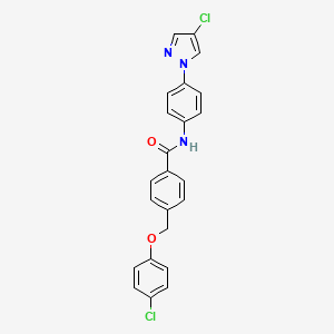 molecular formula C23H17Cl2N3O2 B10943830 4-[(4-chlorophenoxy)methyl]-N-[4-(4-chloro-1H-pyrazol-1-yl)phenyl]benzamide 