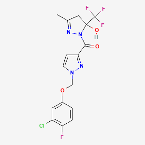 {1-[(3-chloro-4-fluorophenoxy)methyl]-1H-pyrazol-3-yl}[5-hydroxy-3-methyl-5-(trifluoromethyl)-4,5-dihydro-1H-pyrazol-1-yl]methanone