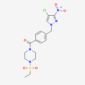 {4-[(4-chloro-3-nitro-1H-pyrazol-1-yl)methyl]phenyl}[4-(ethylsulfonyl)piperazin-1-yl]methanone