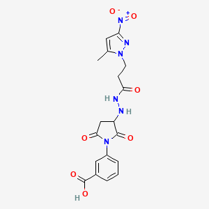 3-(3-{2-[3-(5-methyl-3-nitro-1H-pyrazol-1-yl)propanoyl]hydrazinyl}-2,5-dioxopyrrolidin-1-yl)benzoic acid