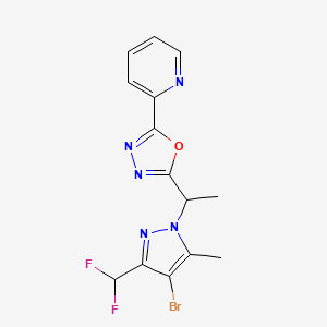 2-(5-{1-[4-bromo-3-(difluoromethyl)-5-methyl-1H-pyrazol-1-yl]ethyl}-1,3,4-oxadiazol-2-yl)pyridine