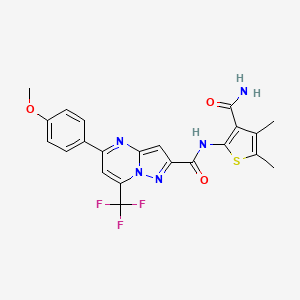 N-(3-carbamoyl-4,5-dimethylthiophen-2-yl)-5-(4-methoxyphenyl)-7-(trifluoromethyl)pyrazolo[1,5-a]pyrimidine-2-carboxamide