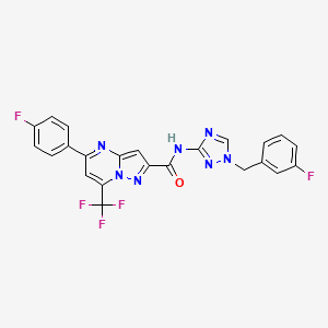 molecular formula C23H14F5N7O B10943939 N-[1-(3-fluorobenzyl)-1H-1,2,4-triazol-3-yl]-5-(4-fluorophenyl)-7-(trifluoromethyl)pyrazolo[1,5-a]pyrimidine-2-carboxamide 