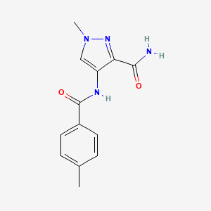 molecular formula C13H14N4O2 B10943943 1-methyl-4-{[(4-methylphenyl)carbonyl]amino}-1H-pyrazole-3-carboxamide 