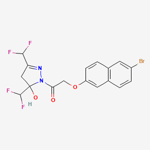 1-[3,5-bis(difluoromethyl)-5-hydroxy-4,5-dihydro-1H-pyrazol-1-yl]-2-[(6-bromonaphthalen-2-yl)oxy]ethanone