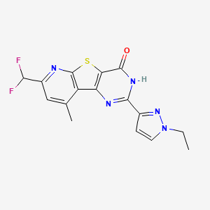 11-(difluoromethyl)-4-(1-ethylpyrazol-3-yl)-13-methyl-8-thia-3,5,10-triazatricyclo[7.4.0.02,7]trideca-1(9),2(7),3,10,12-pentaen-6-one