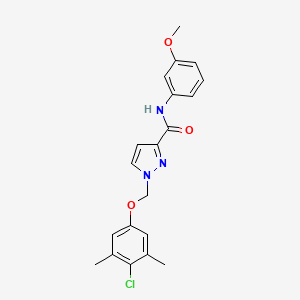 molecular formula C20H20ClN3O3 B10944013 1-[(4-chloro-3,5-dimethylphenoxy)methyl]-N-(3-methoxyphenyl)-1H-pyrazole-3-carboxamide 