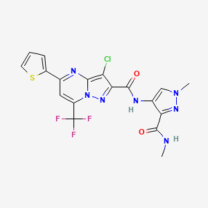 molecular formula C18H13ClF3N7O2S B10944021 3-chloro-N-[1-methyl-3-(methylcarbamoyl)-1H-pyrazol-4-yl]-5-(thiophen-2-yl)-7-(trifluoromethyl)pyrazolo[1,5-a]pyrimidine-2-carboxamide 