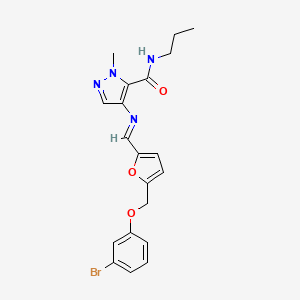 4-{[(E)-{5-[(3-bromophenoxy)methyl]furan-2-yl}methylidene]amino}-1-methyl-N-propyl-1H-pyrazole-5-carboxamide