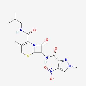 3-methyl-7-{[(1-methyl-4-nitro-1H-pyrazol-3-yl)carbonyl]amino}-N-(2-methylpropyl)-8-oxo-5-thia-1-azabicyclo[4.2.0]oct-2-ene-2-carboxamide