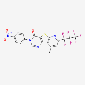 11-(1,1,2,2,3,3,3-heptafluoropropyl)-13-methyl-5-(4-nitrophenyl)-8-thia-3,5,10-triazatricyclo[7.4.0.02,7]trideca-1(9),2(7),3,10,12-pentaen-6-one