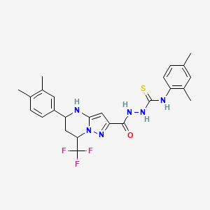 N-(2,4-dimethylphenyl)-2-{[5-(3,4-dimethylphenyl)-7-(trifluoromethyl)-4,5,6,7-tetrahydropyrazolo[1,5-a]pyrimidin-2-yl]carbonyl}hydrazinecarbothioamide