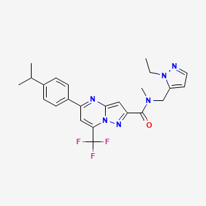 molecular formula C24H25F3N6O B10944155 N-[(1-ethyl-1H-pyrazol-5-yl)methyl]-N-methyl-5-[4-(propan-2-yl)phenyl]-7-(trifluoromethyl)pyrazolo[1,5-a]pyrimidine-2-carboxamide 